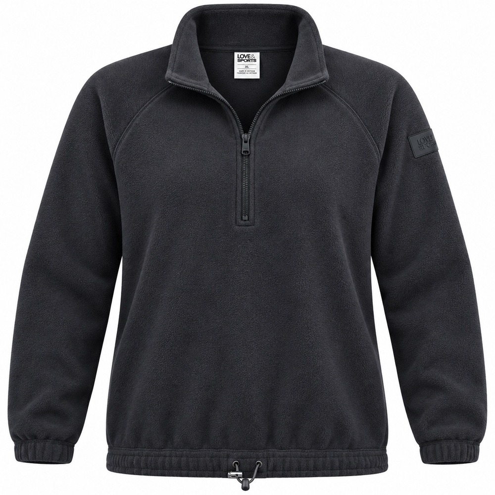 Love Sports Fleece Quarter Zip Pullover Sweatshirt womens plus black XXL gorp